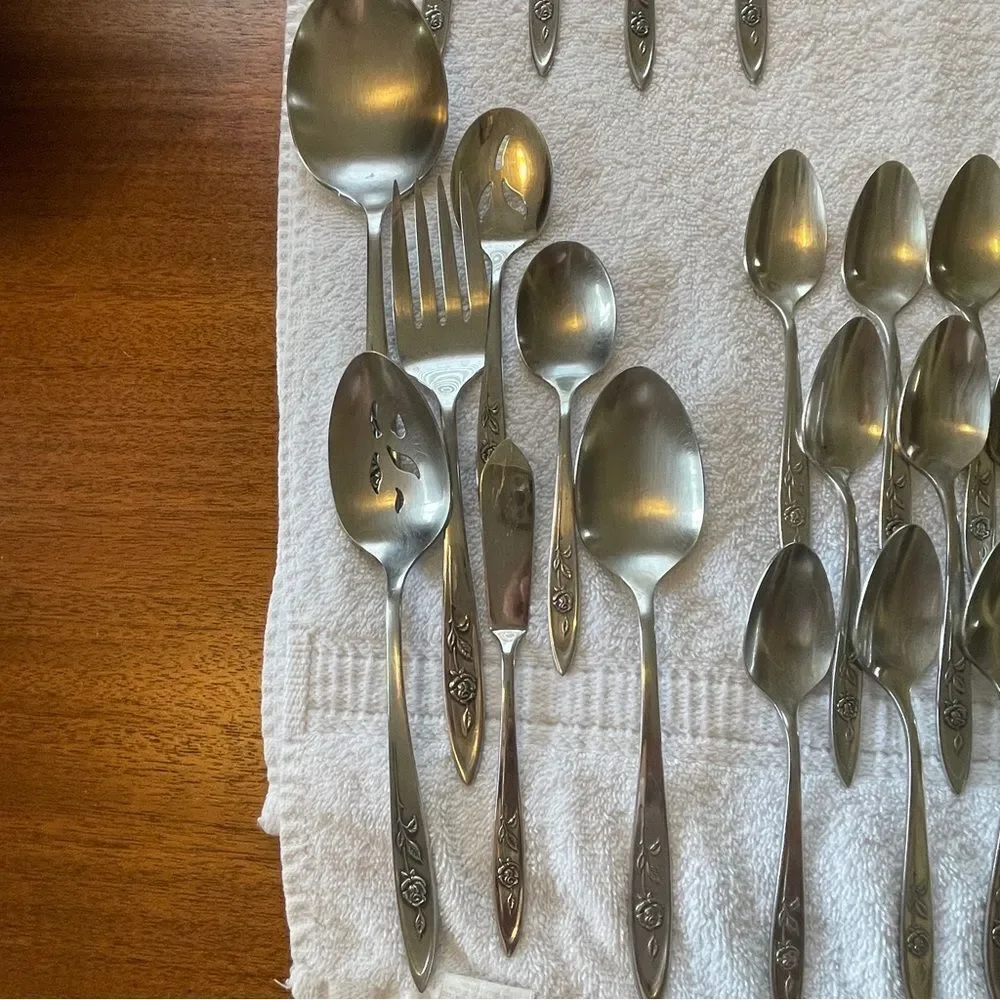 Vintage Oneida Community Stainless My Rose Collection Serving and Flatware